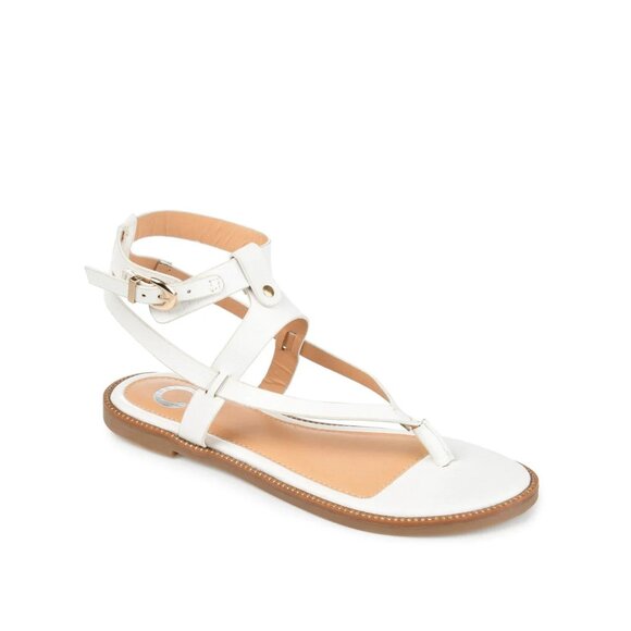Journee Collection Women's Tangie Multi Strap Sandals White 7.5 MSRP $79 - Picture 1 of 7